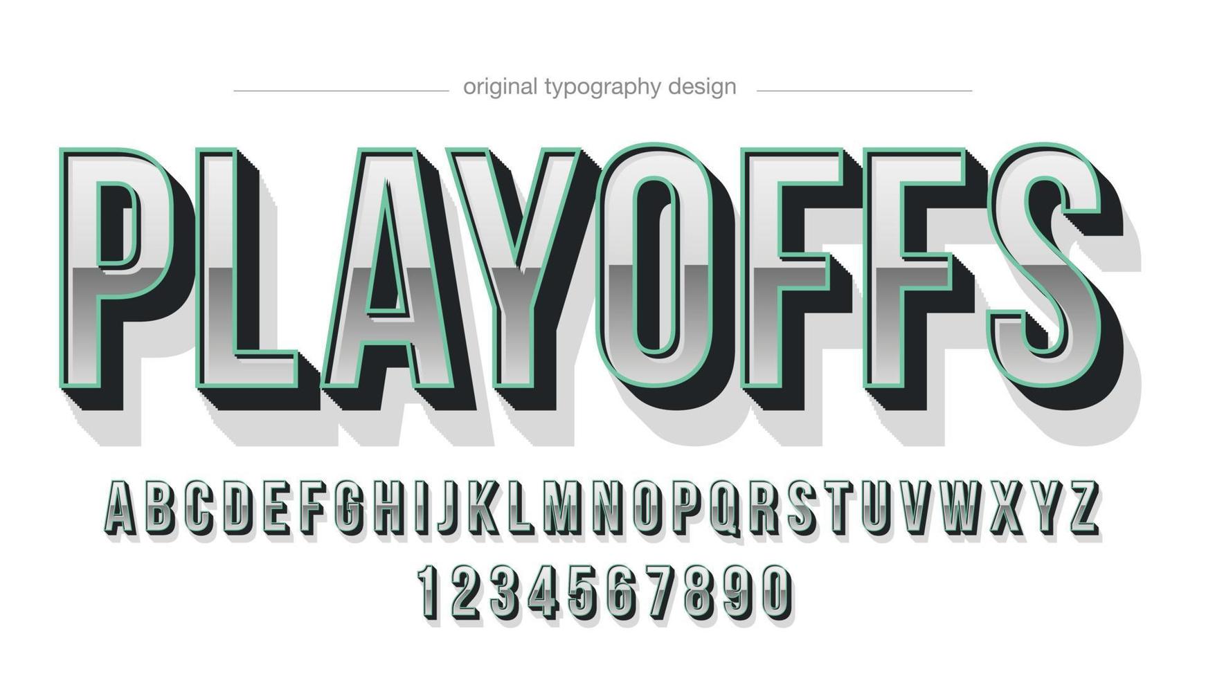 metallic 3d uppercase green typography vector