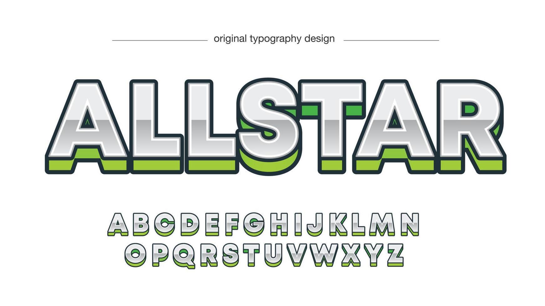 plata 3d verde futurista letras aisladas vector