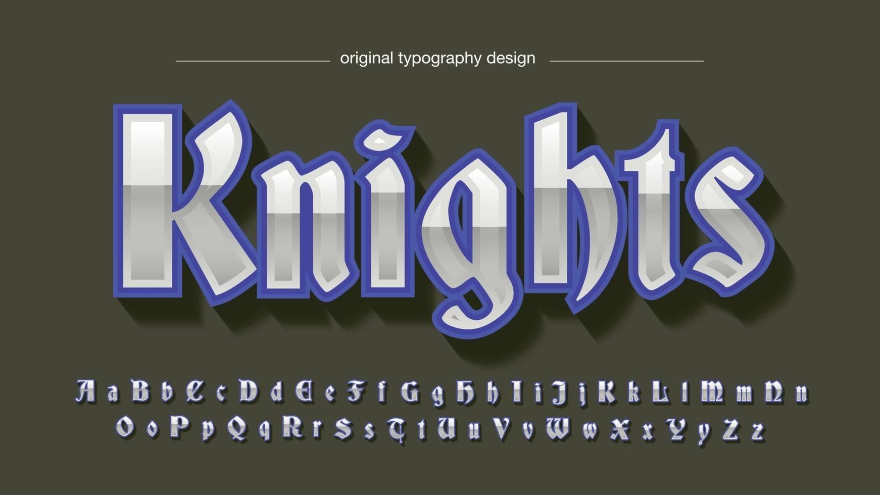 blue 3d chrome metallic gaming typography vector