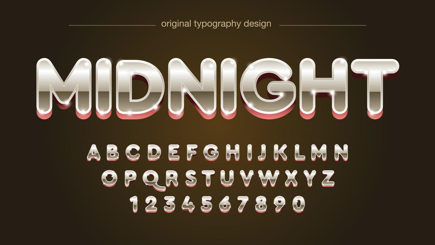 rounded metallic 3d uppercase typography vector