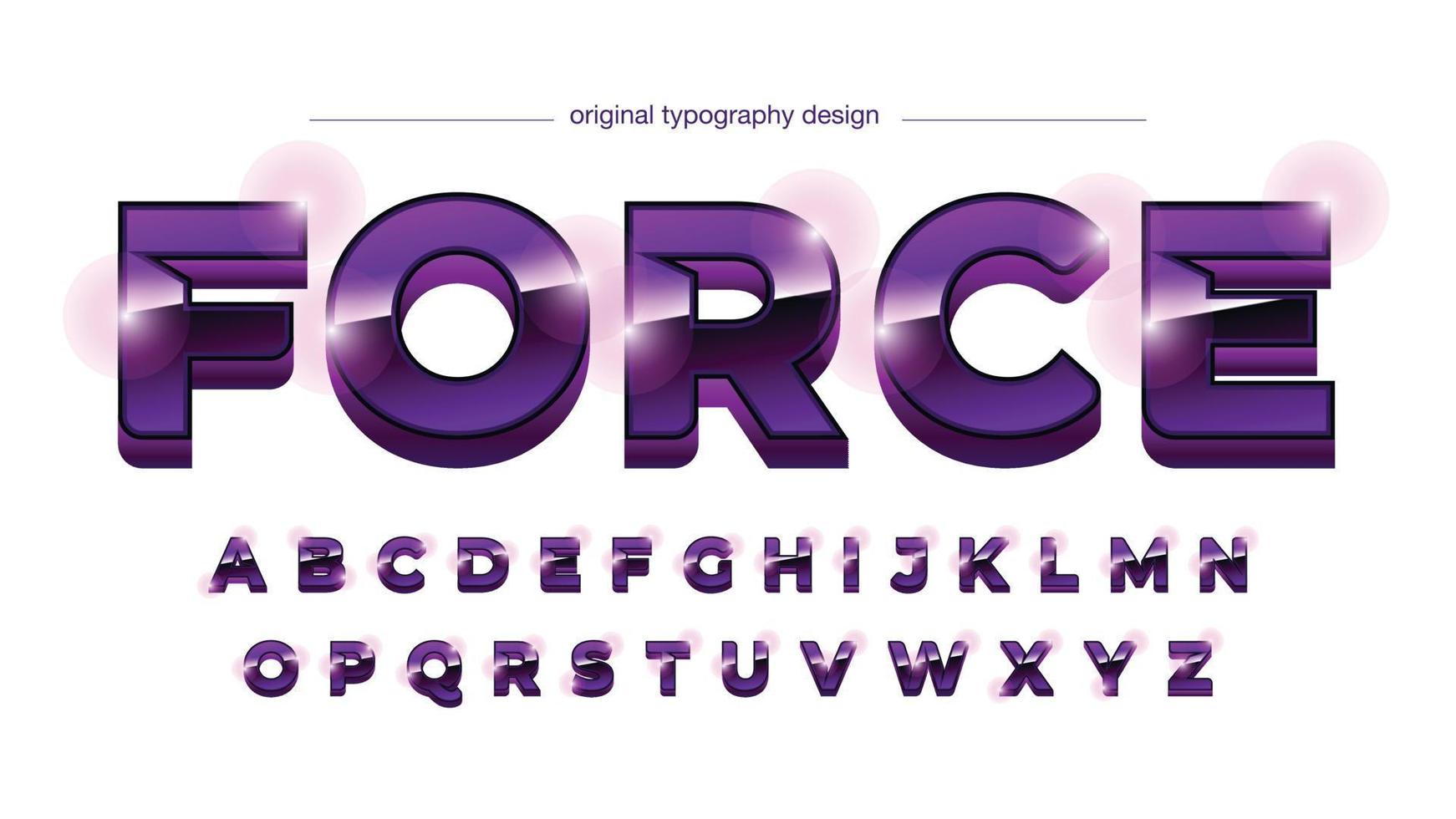 purple metallic 3d uppercase typography vector