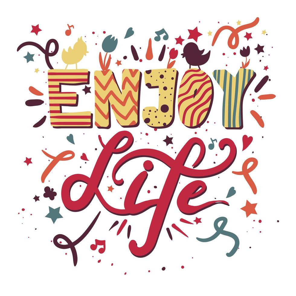 Motivational hand drawn color lettering vector