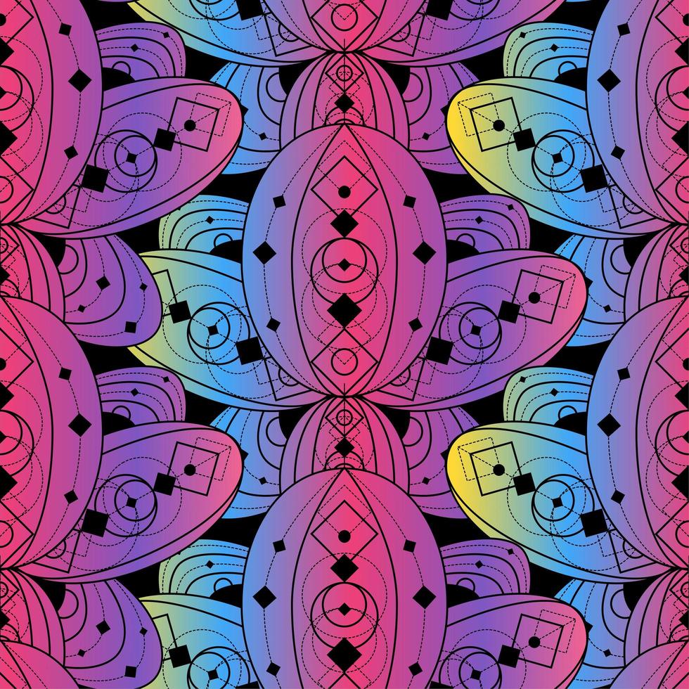 Colorful seamless pattern lotus flower outline vector