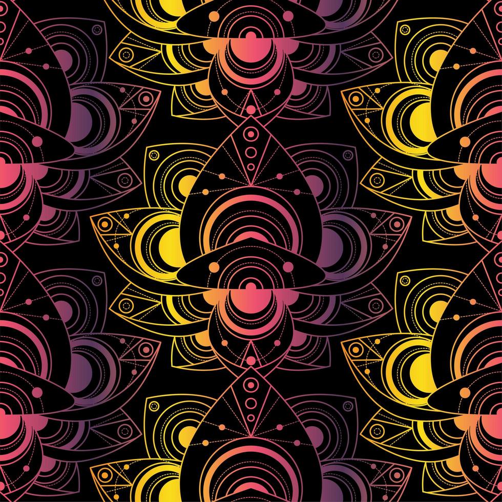 Colorful seamless pattern lotus flower outline vector