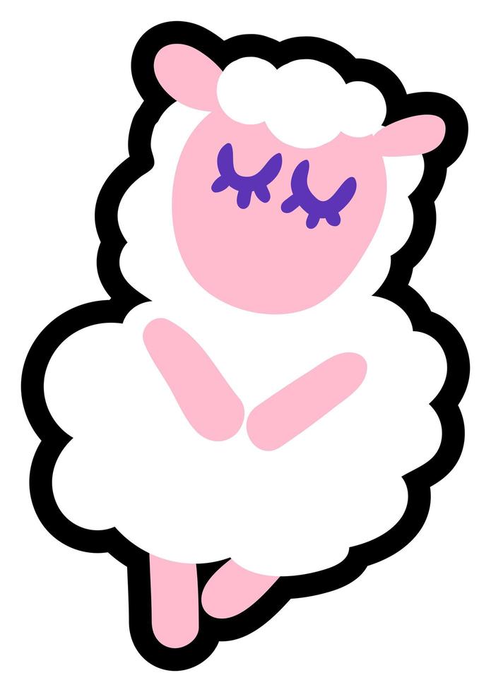 adorable oveja, ilustración de vector plano de cordero
