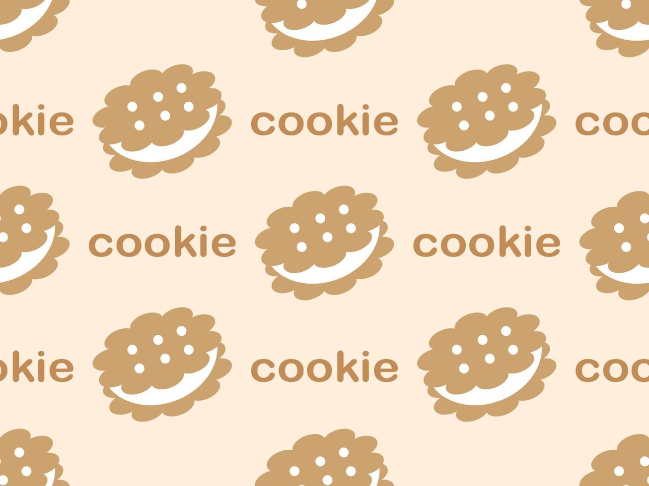 cartoon cookies seamless pattern on orange background vector