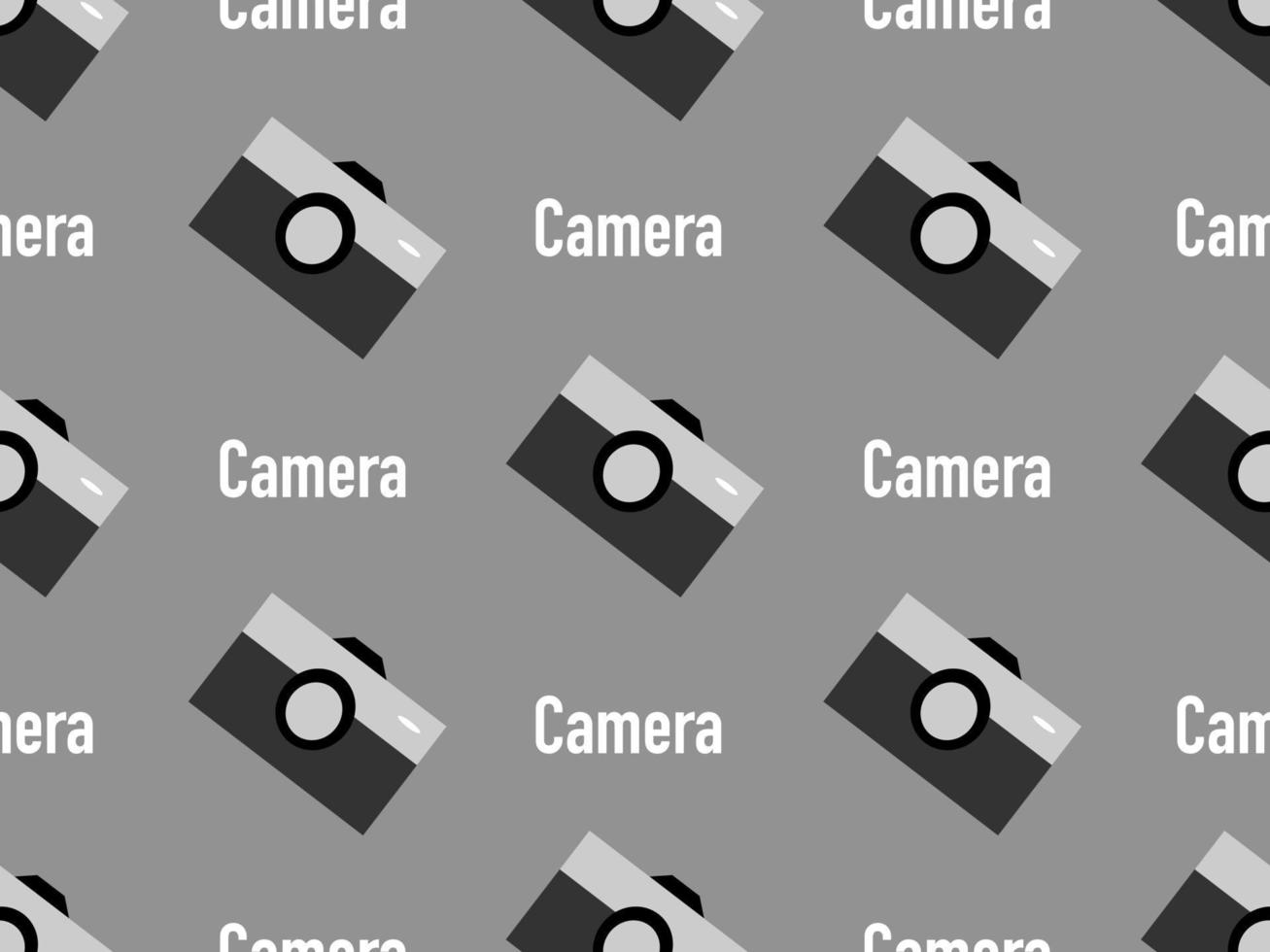 Seamless pattern photography camera cartoon character on gray background vector