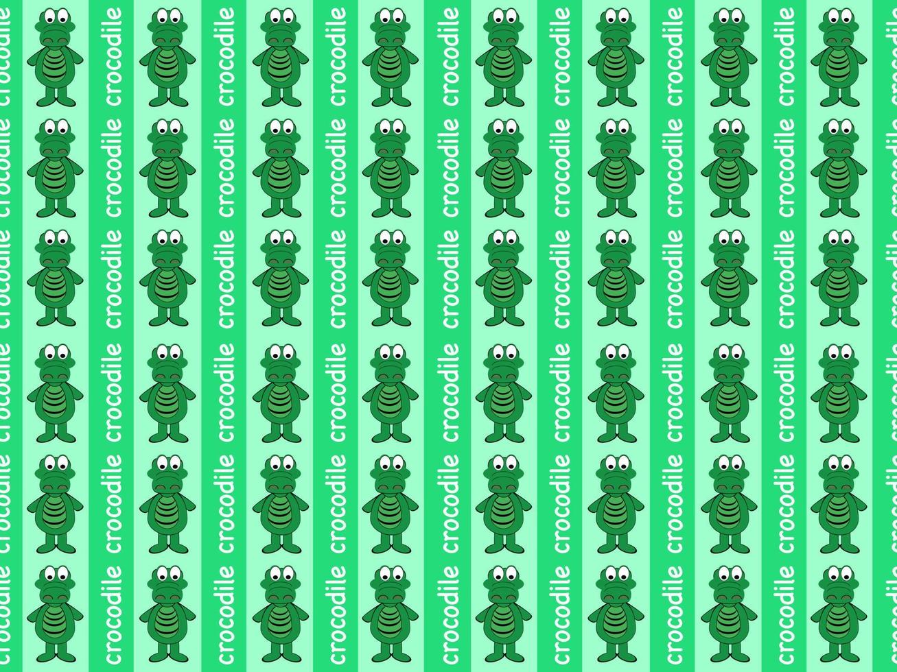 crocodile cartoon character seamless pattern on green background vector