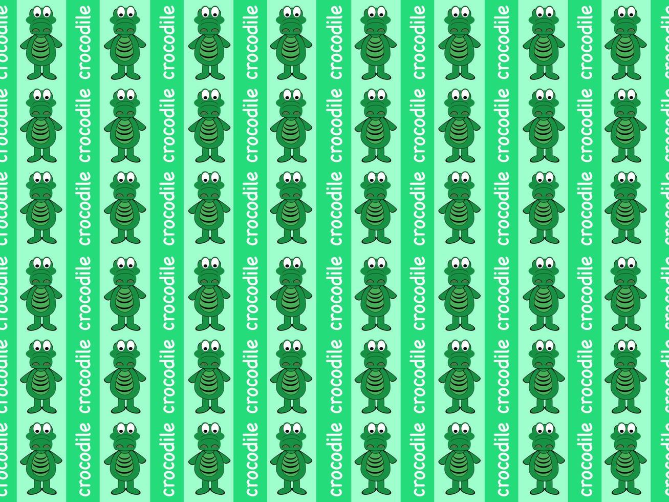 crocodile cartoon character seamless pattern on green background vector