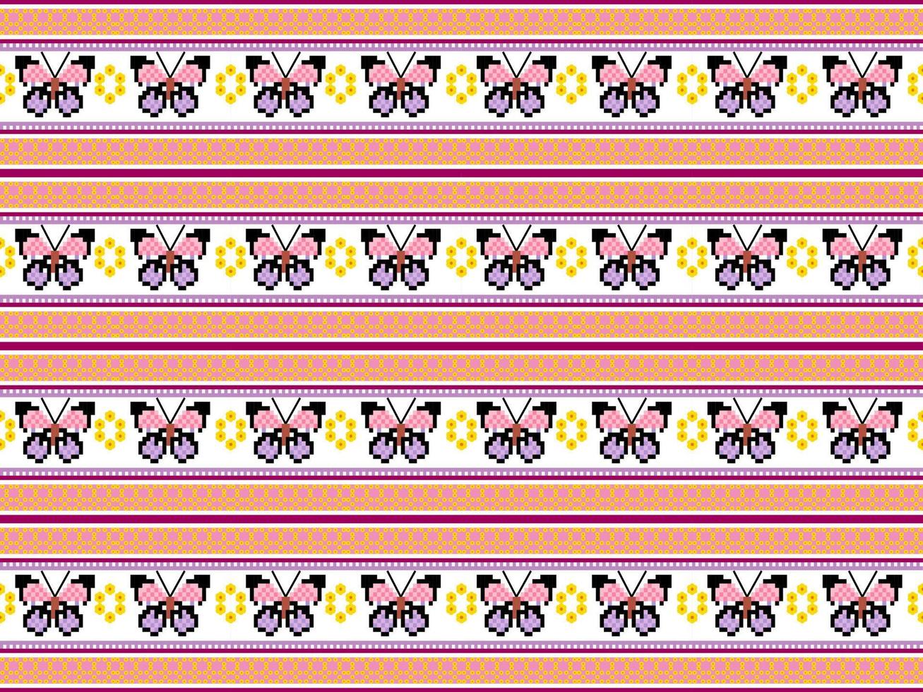 Pixel style colorful butterfly cartoon character. vector