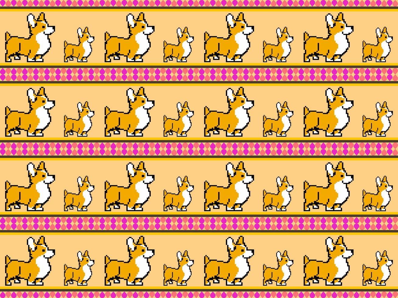 Corgi dog cartoon character on orange background. vector