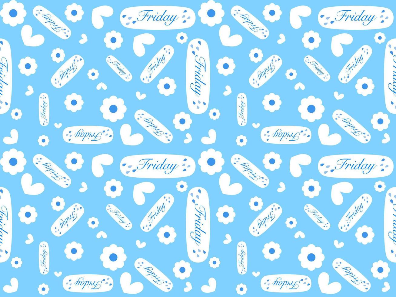 flower cartoon character seamless pattern on blue background vector