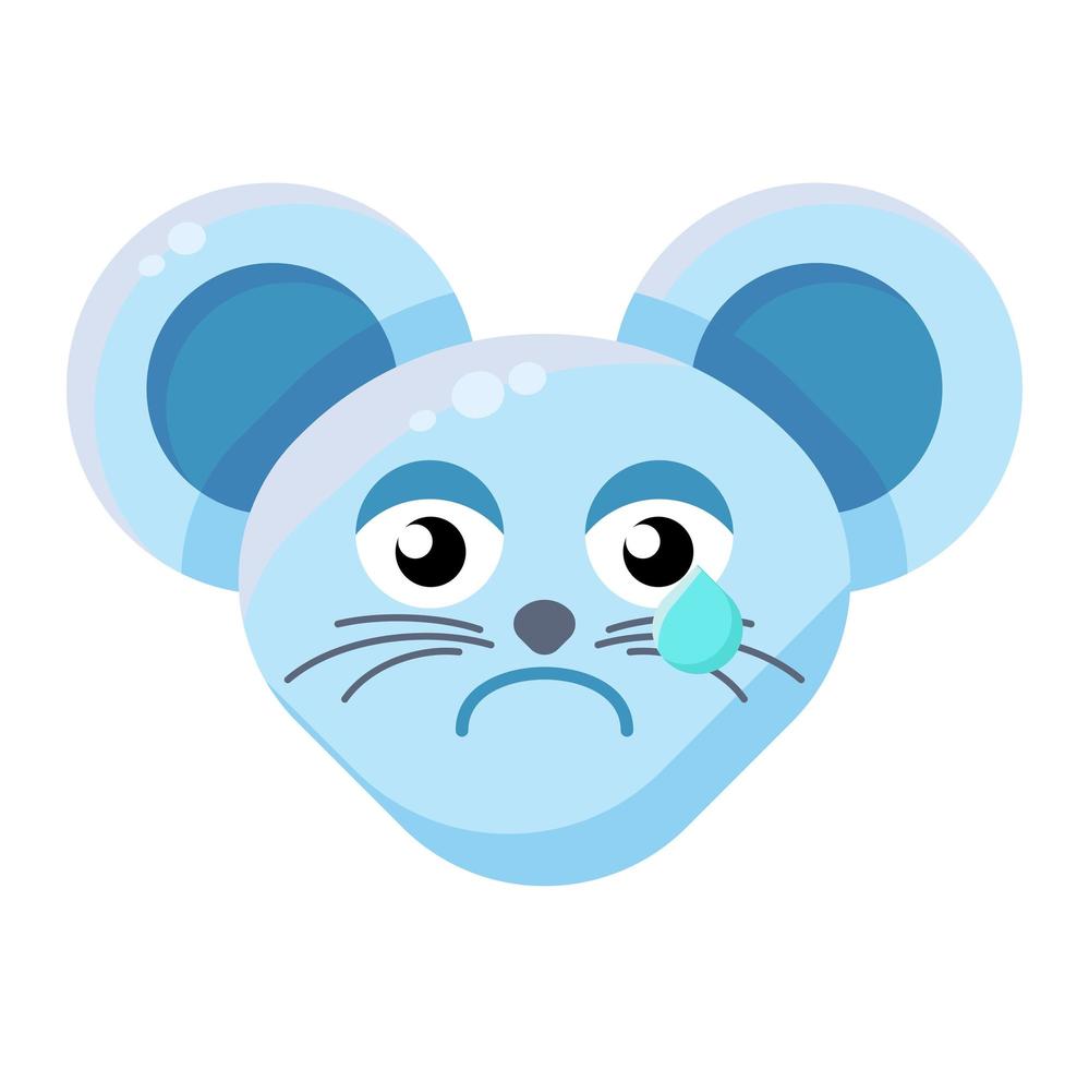 Mouse face crying emoticon vector