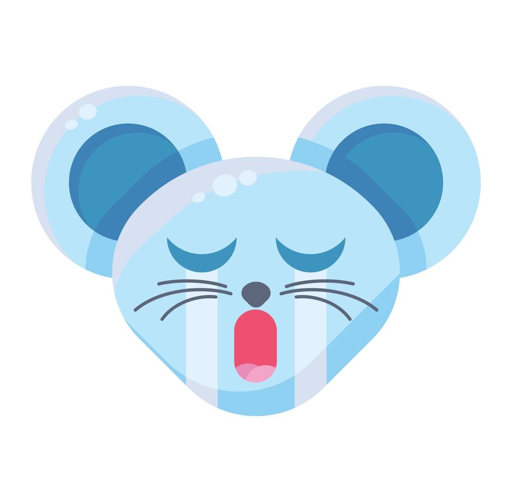 emoji lindo gracioso animal ratón llorando expresión vector