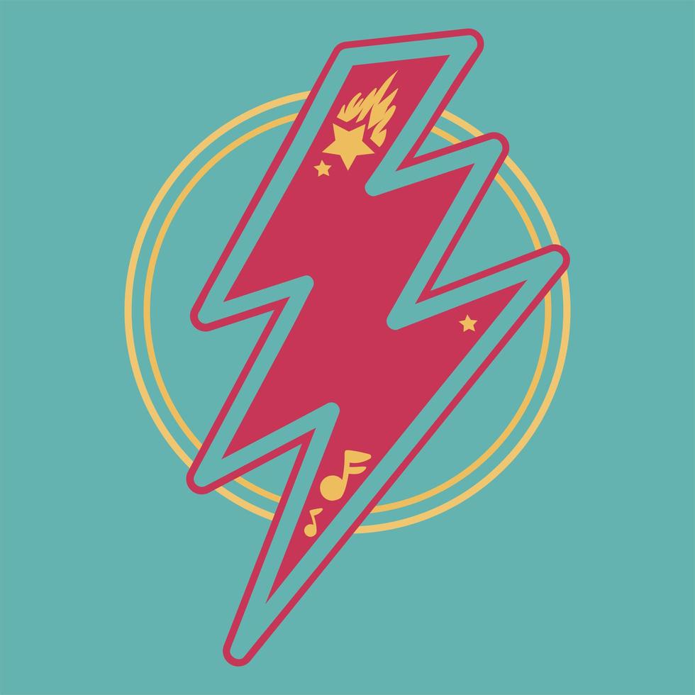 Musical template logo with thunderbolt and notes vector