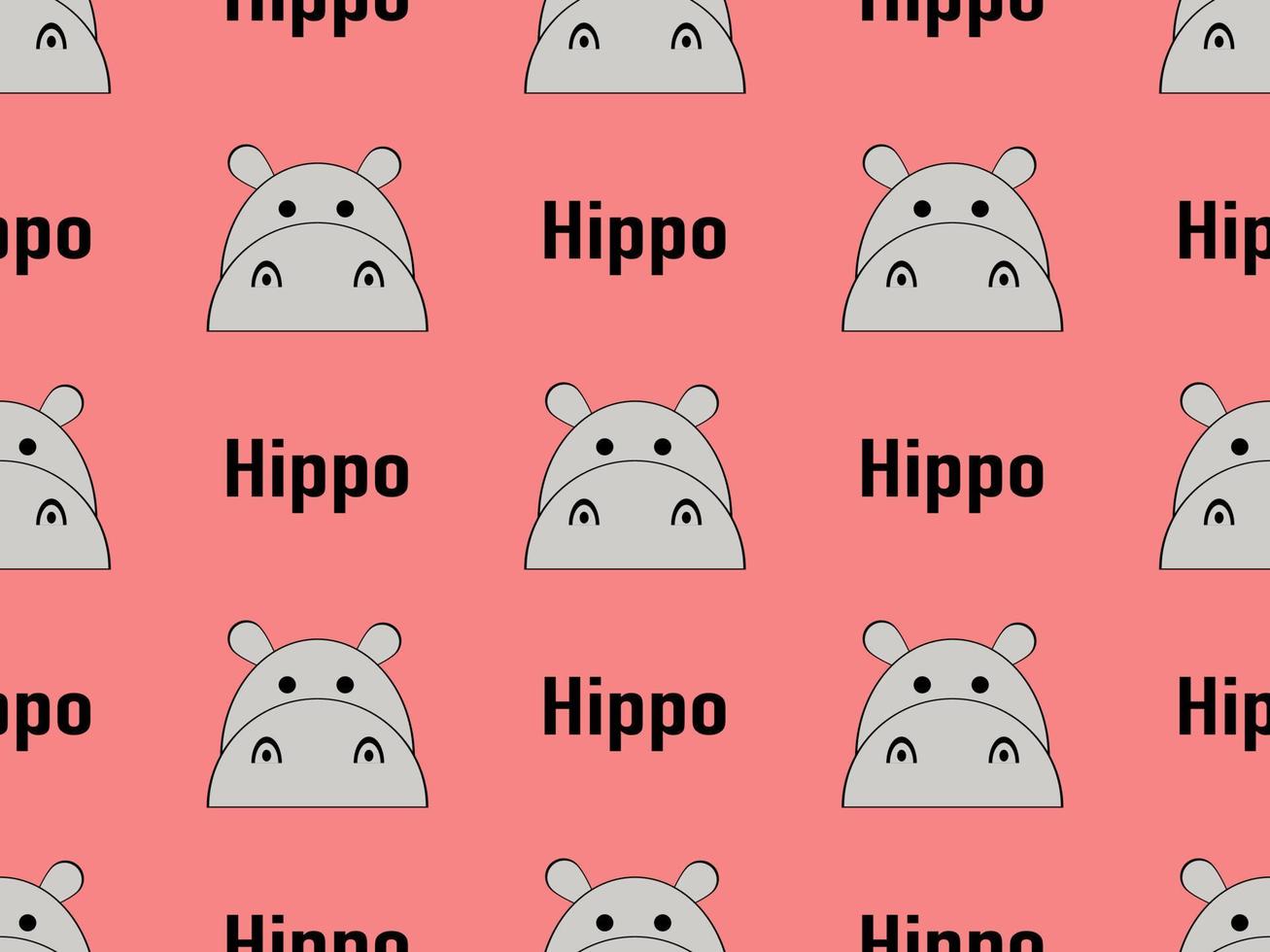hippopotamus cartoon character seamless pattern on pink background vector