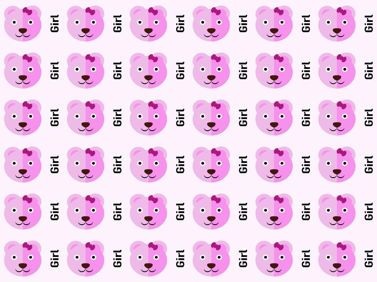 pink bear cartoon character pattern on pink background vector