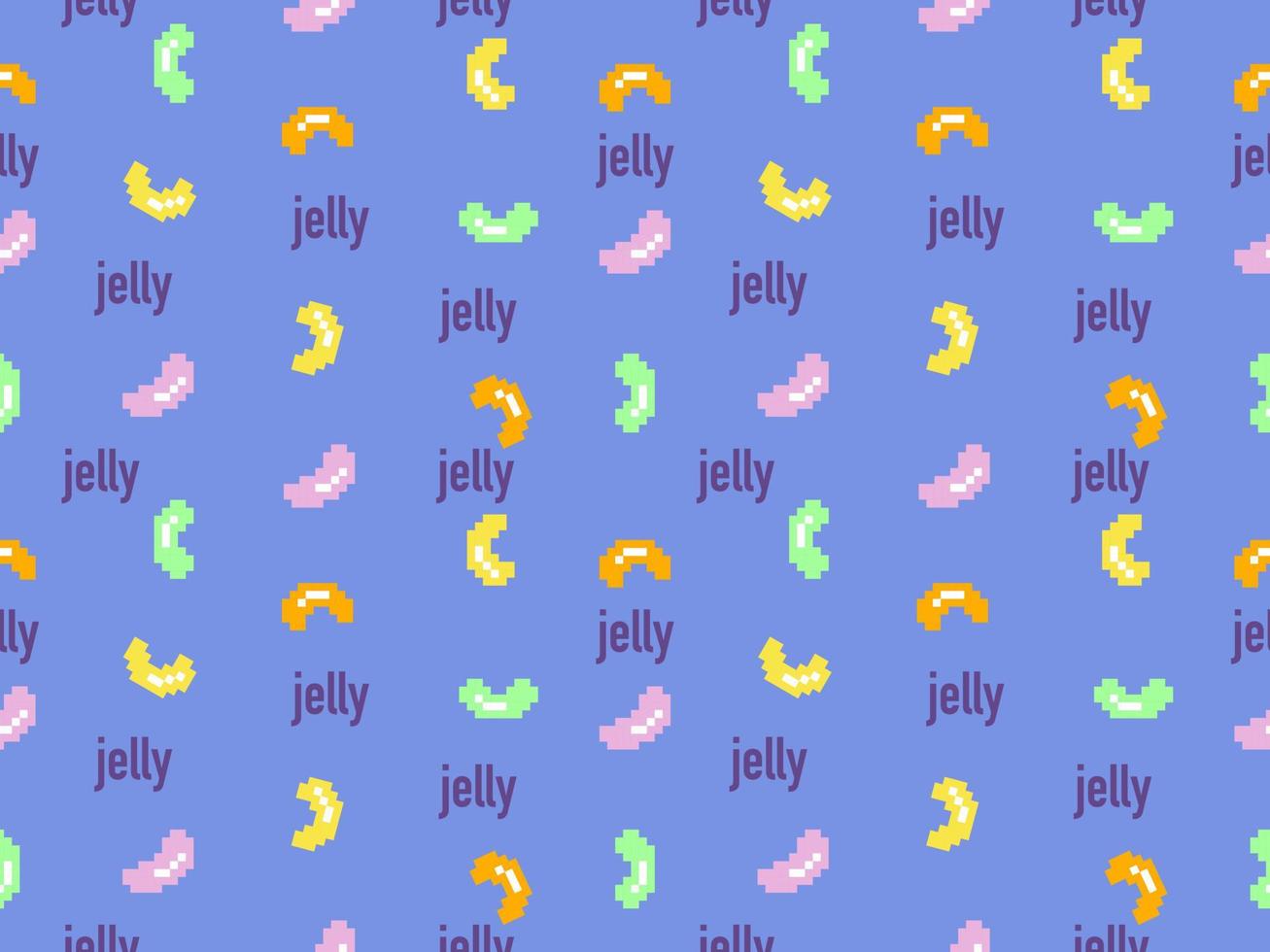 Jelly cartoon character seamless pattern on blue background.Pixel style vector