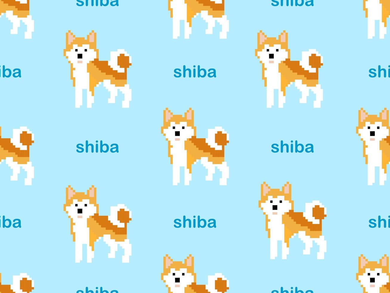 Pixel art dog character design shiba em