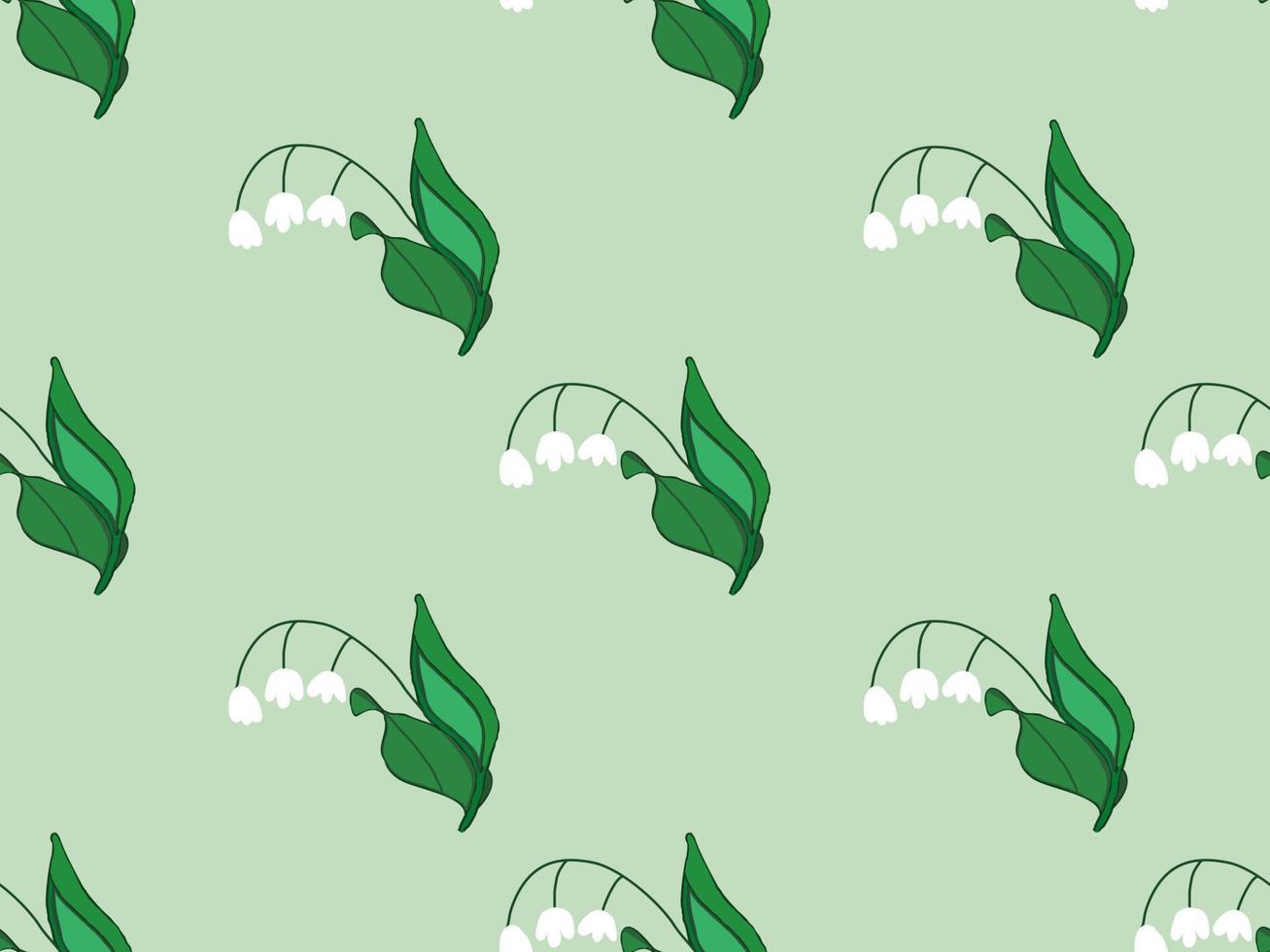 flower cartoon character seamless pattern on green background. vector