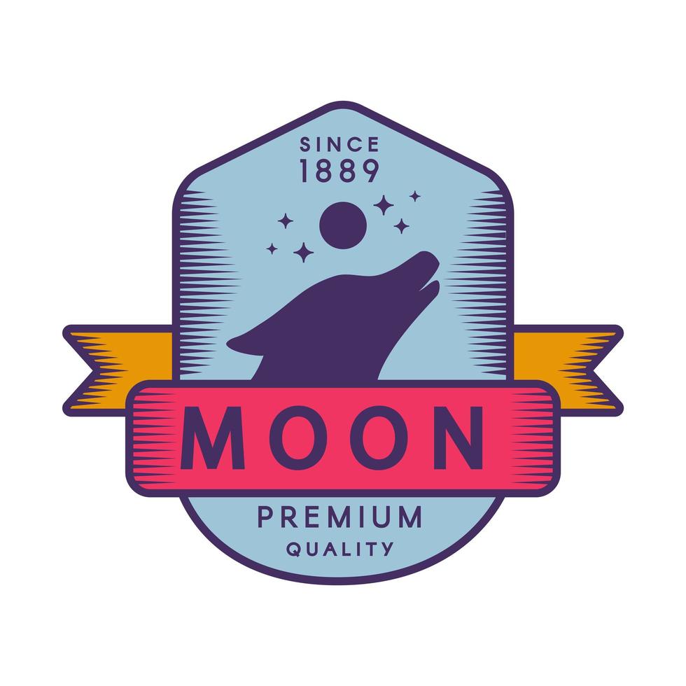 Moon color retro logo template vector