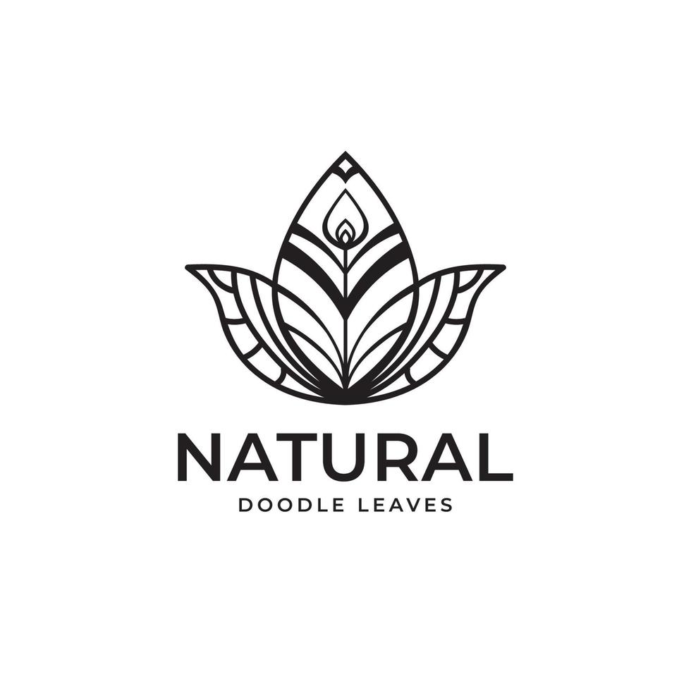 elemento de diseño de logotipo de vector de hojas naturales de estilo boho decorativo abstracto