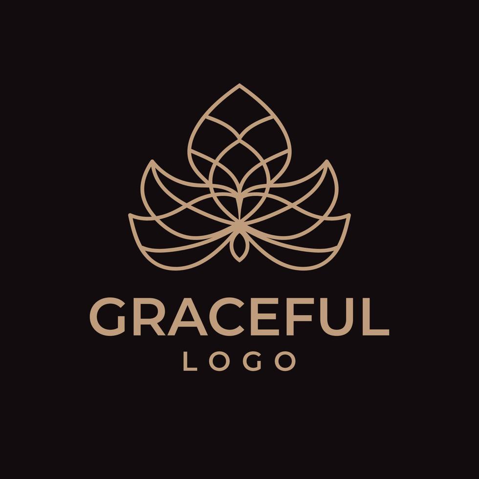 abstract line art blossom flower luxury vector logo design element