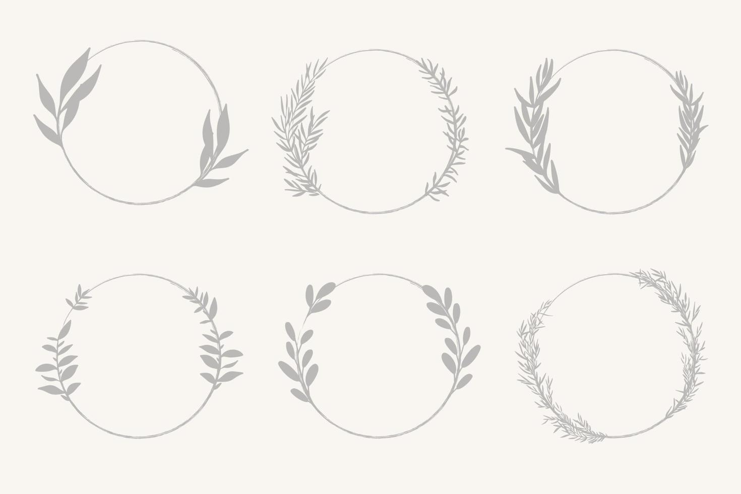 Wedding floral handdrawn vector border set.