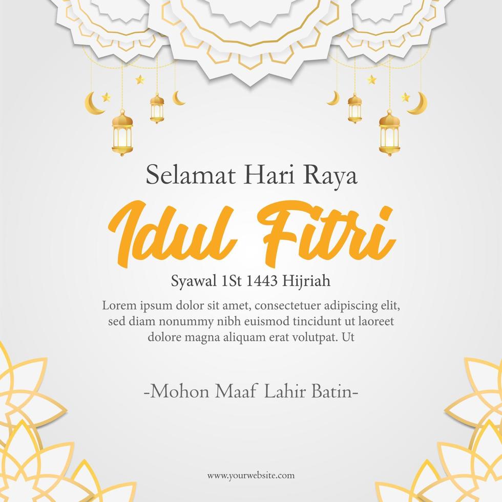 Vector banner for the greetings of social media for eid al fitr hari raya idul fitri muslim holidays