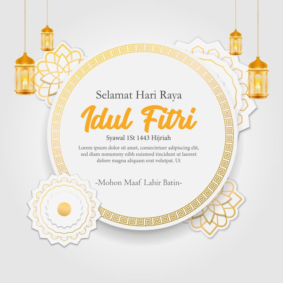 Vector banner for the greetings of social media for eid al fitr hari raya idul fitri muslim holidays