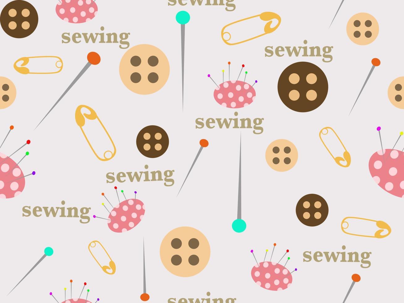 sewing cartoon seamless pattern on gray background vector