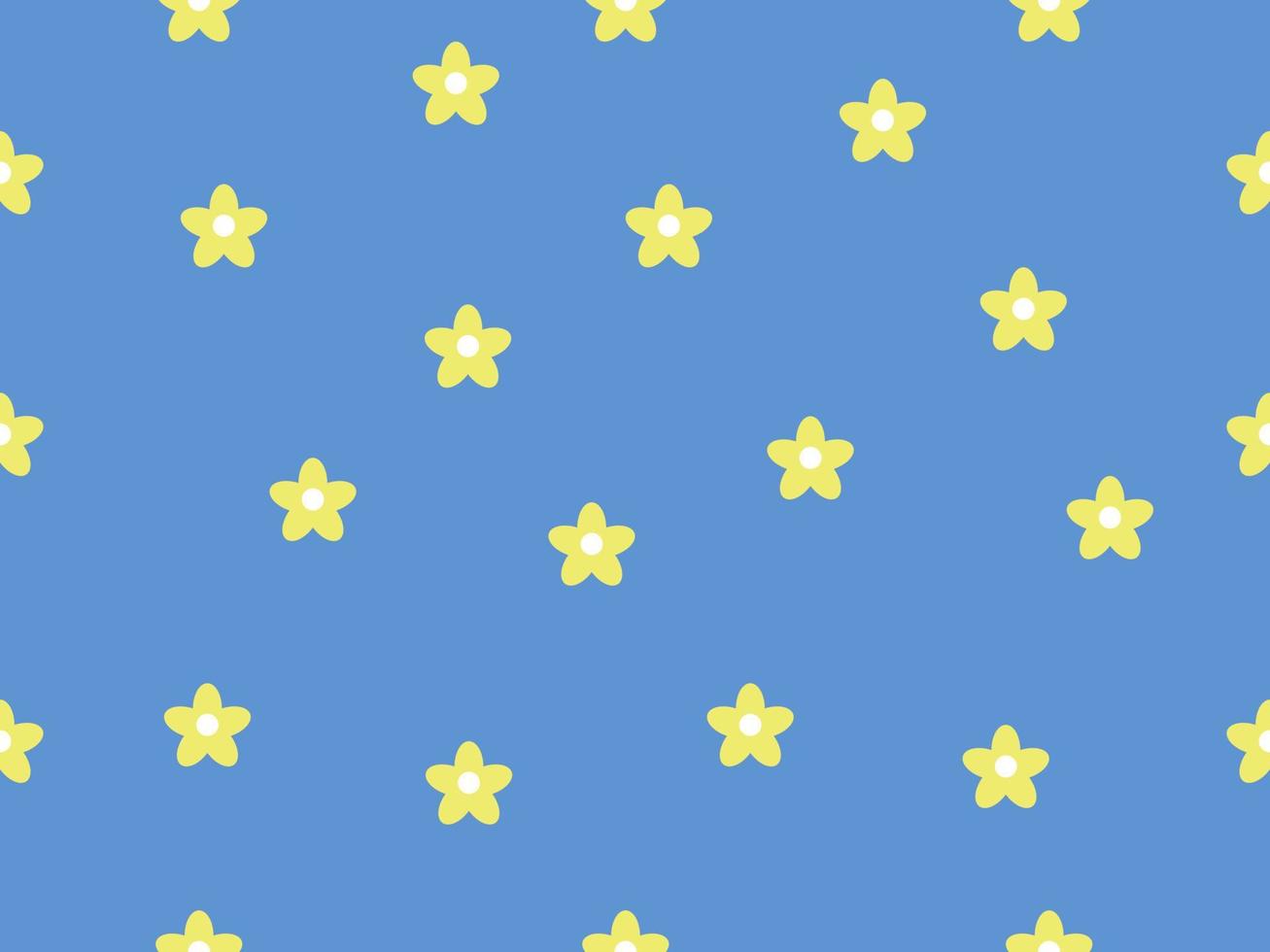Flower cartoon character seamless pattern on blue background. vector