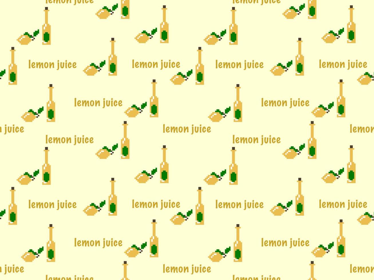 Lemonade cartoon character seamless pattern on yellow background.Pixel style vector