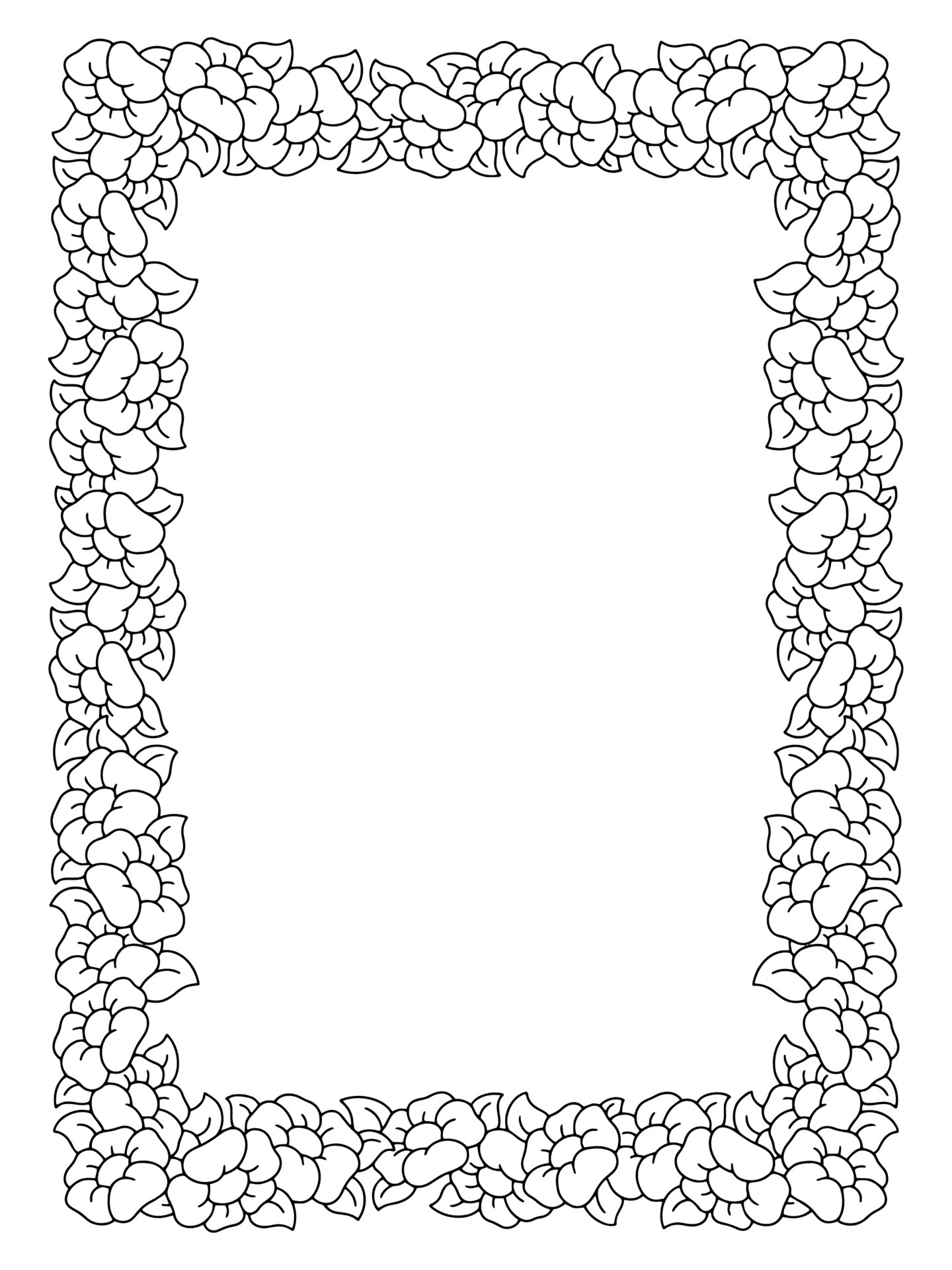 Beautiful flower frame Coloring - Beautiful Flower Frame Coloring Page Design Element For Greeting Card Wedding Invitation Birthday Illustration Isolated On White Background Vector