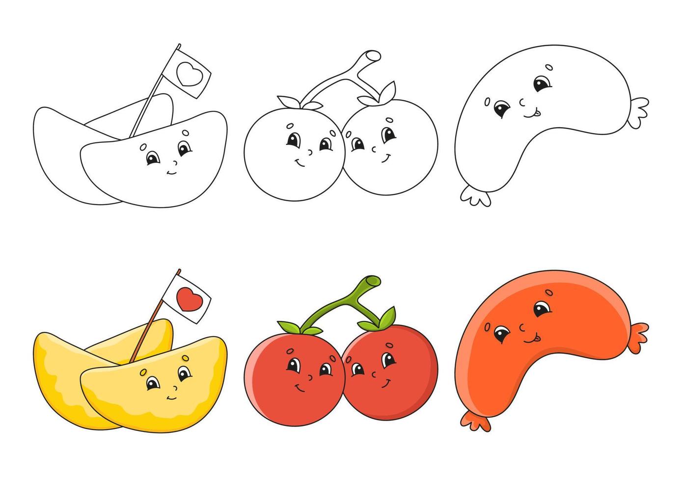 Establecer página para colorear para niños. lindos personajes de dibujos animados. trazo negro con muestra ilustración vectorial tema de barbacoa. 6954505 Vector en Vecteezy Establecer página para colorear para niños. lindos personajes de dibujos animados. trazo negro con muestra ilustración vectorial tema de barbacoa. 6954505 Vector en Vecteezy