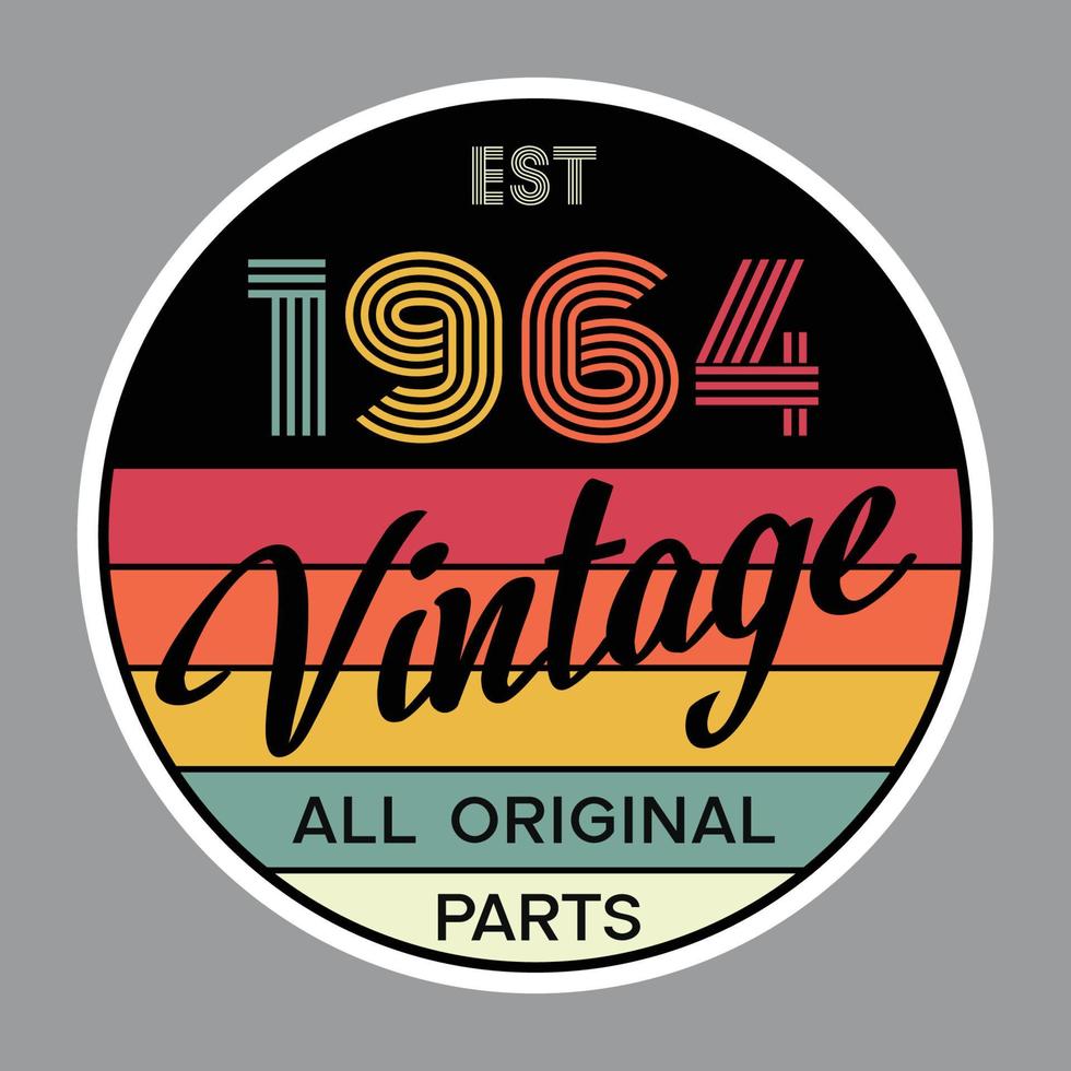 vector de diseño de camiseta retro vintage de 1964