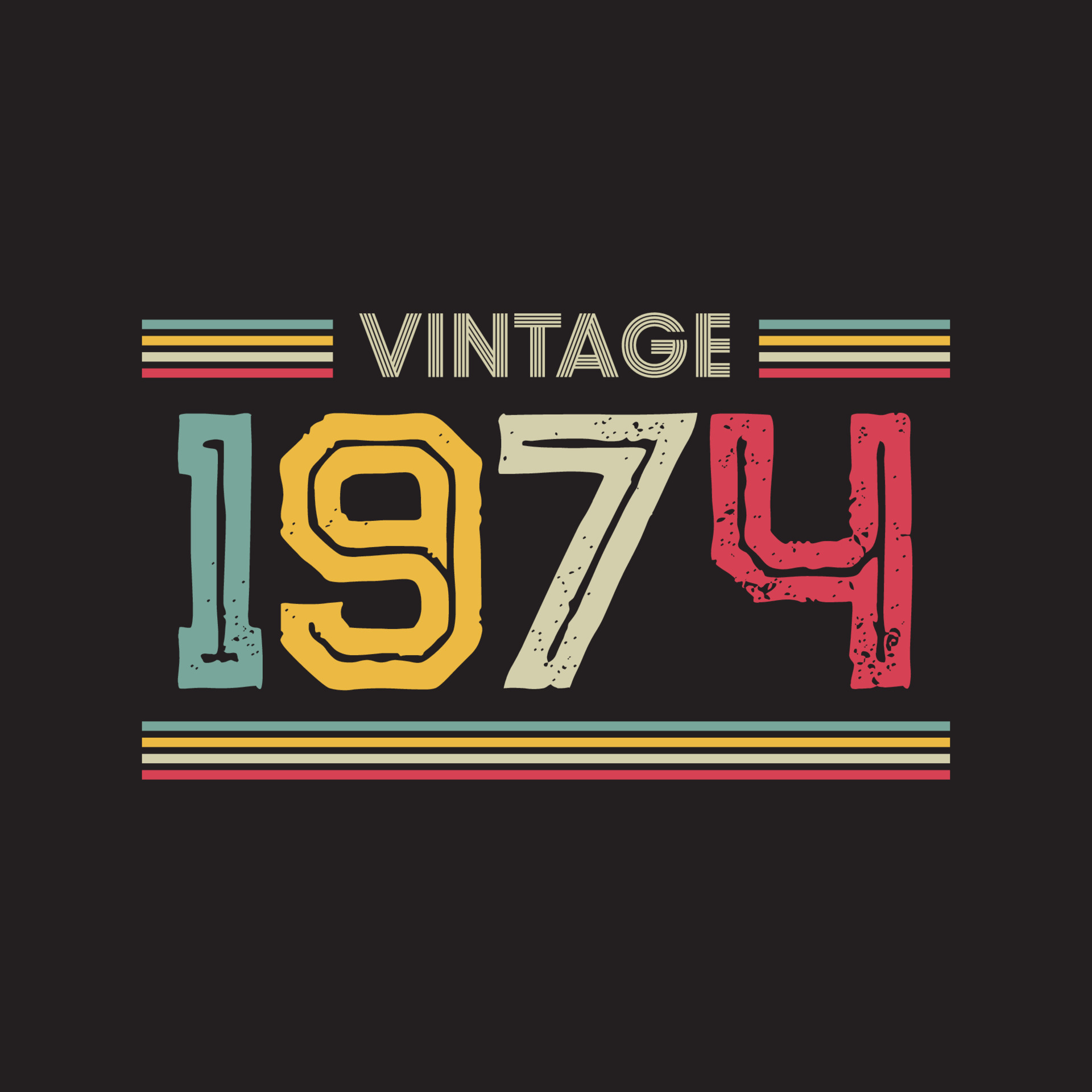 1974 vintage retro t shirt design, vector, black background 6954584