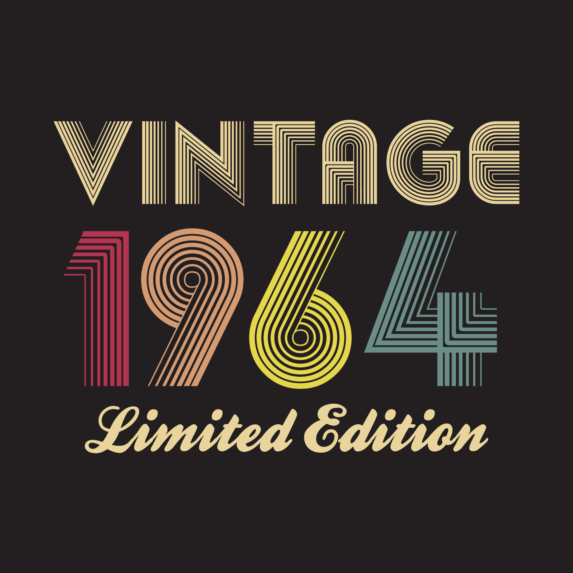 1964 vintage retro t shirt design, vector, black background 6954585 ...