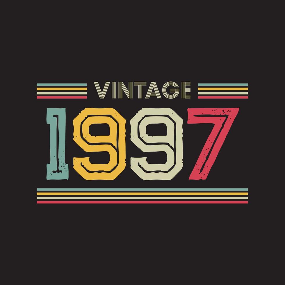 1997 vintage retro t shirt design, vector, black background vector