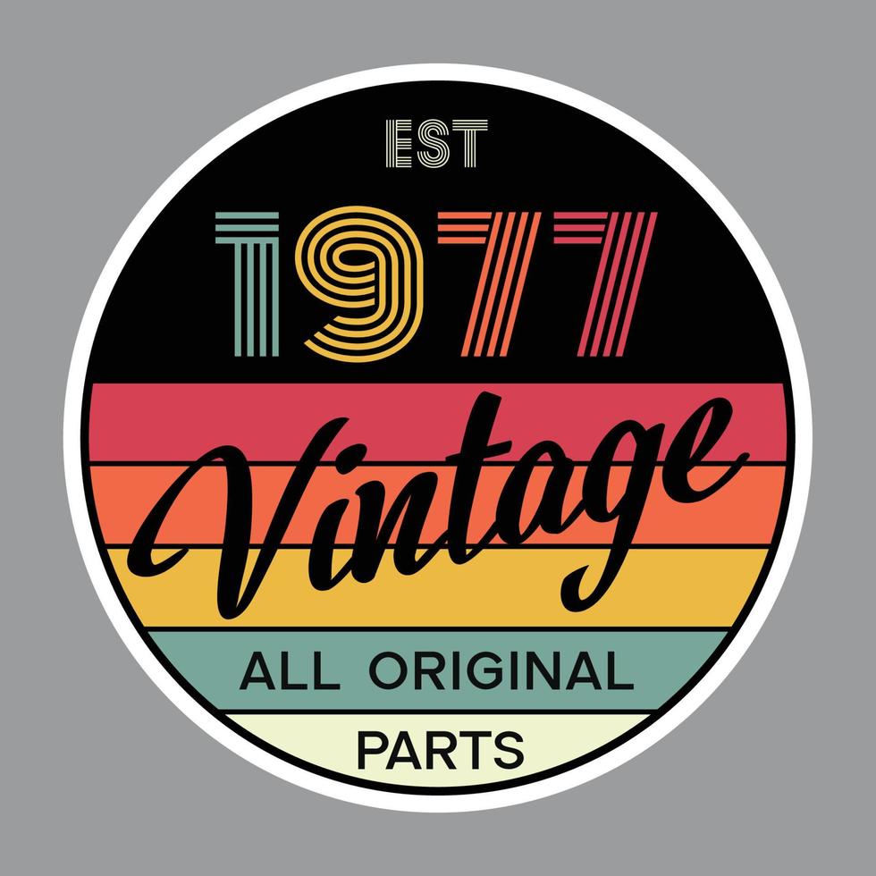 vector de diseño de camiseta retro vintage de 1977