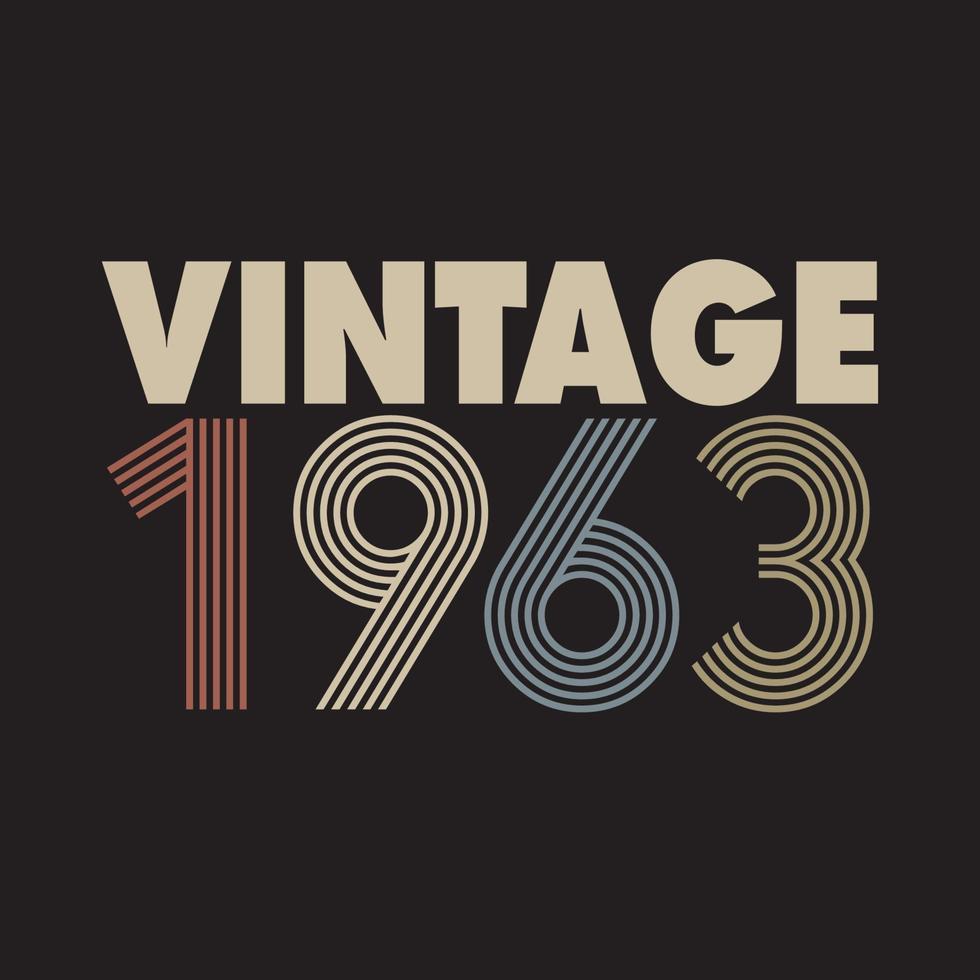 Diseño de camiseta retro vintage de 1963, vector, fondo negro vector