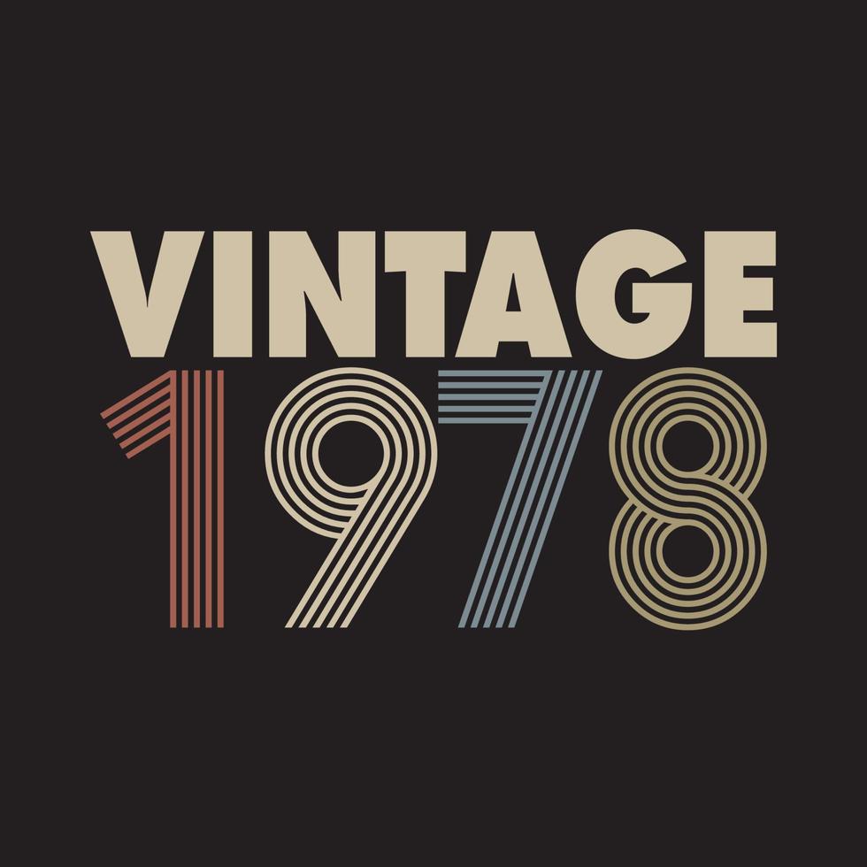 Diseño de camiseta retro vintage de 1978, vector, fondo negro vector