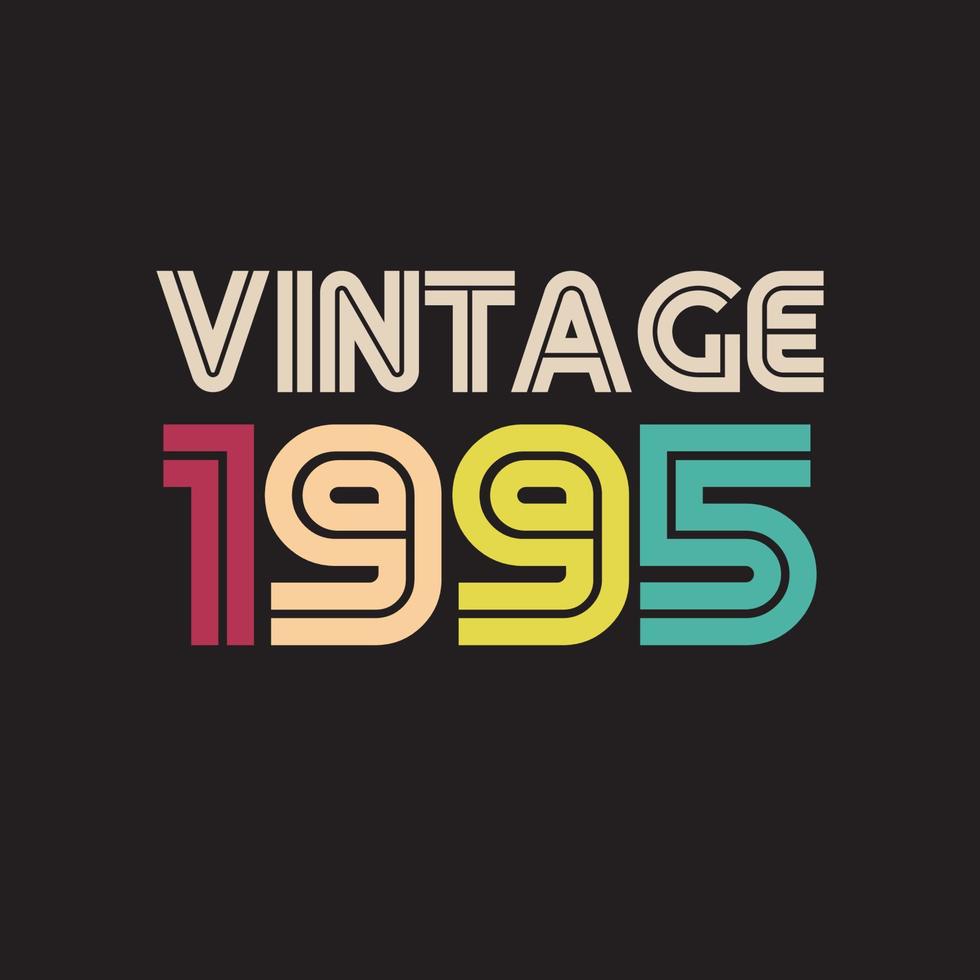 1995 diseño de camiseta retro vintage, vector, fondo negro vector