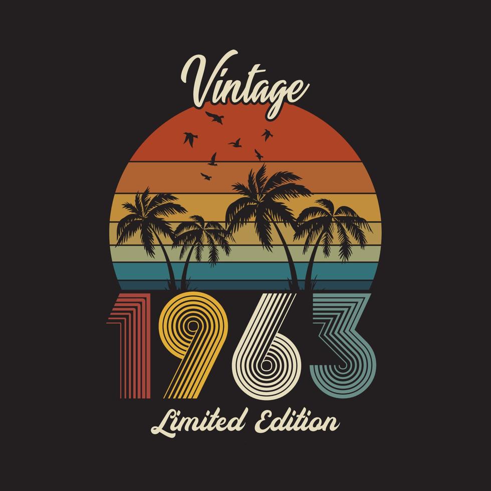 1963 vintage retro t shirt design, vector, black background vector