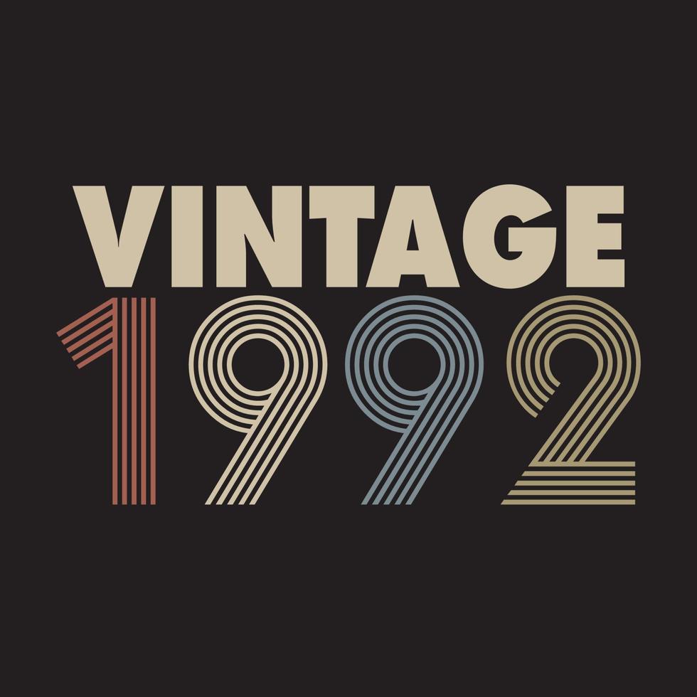 1992 diseño de camiseta retro vintage, vector, fondo negro vector