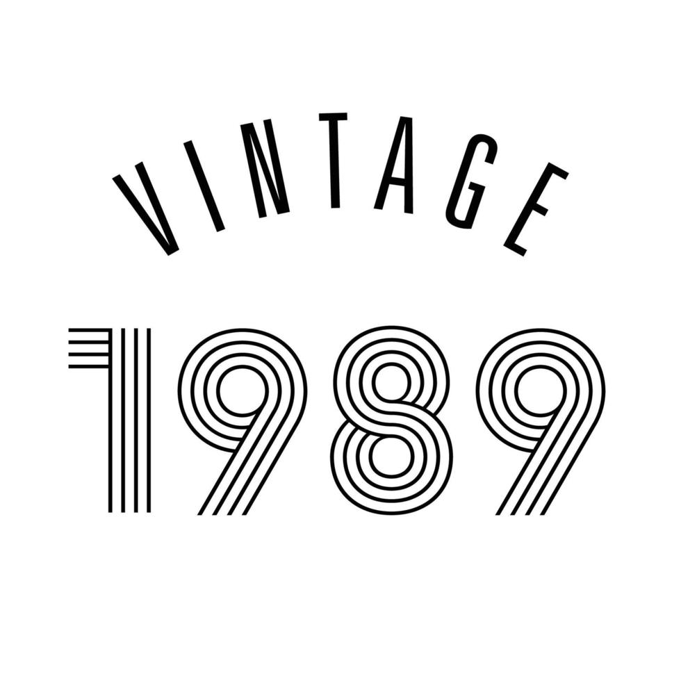 vector de diseño de camiseta retro vintage 19891