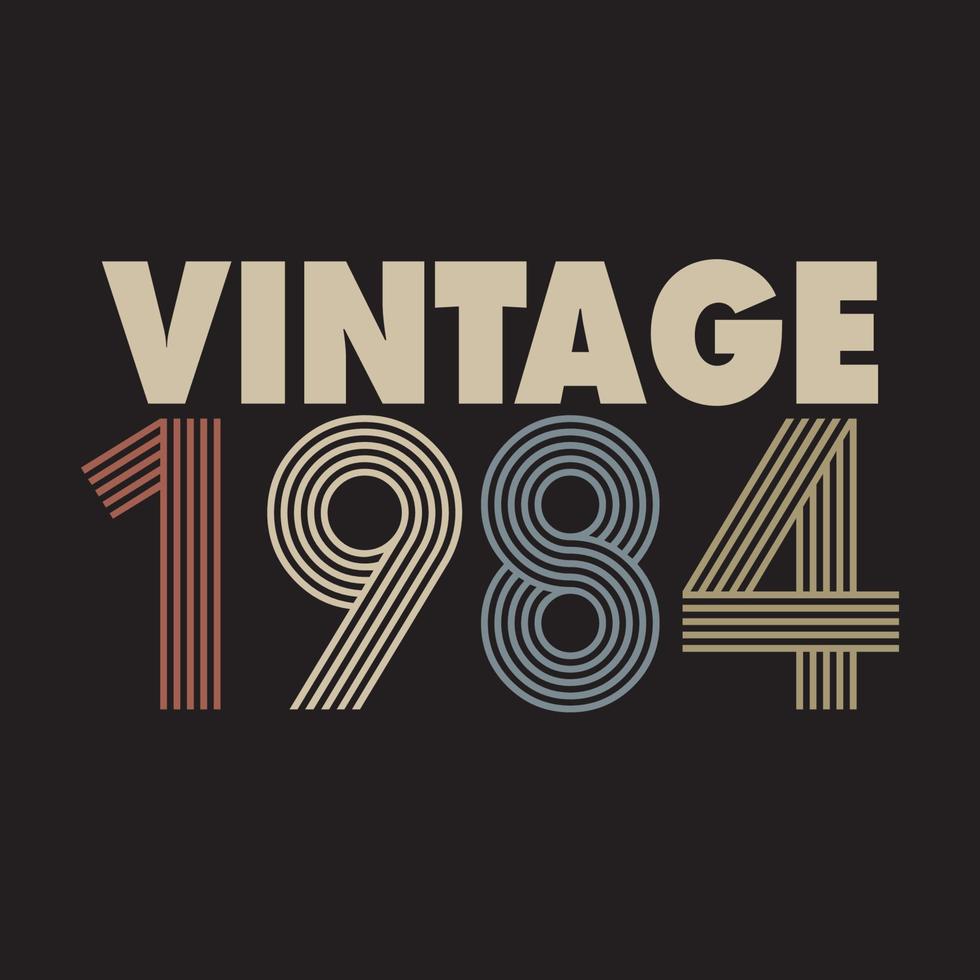 1984 vintage retro t shirt design, vector, black background vector