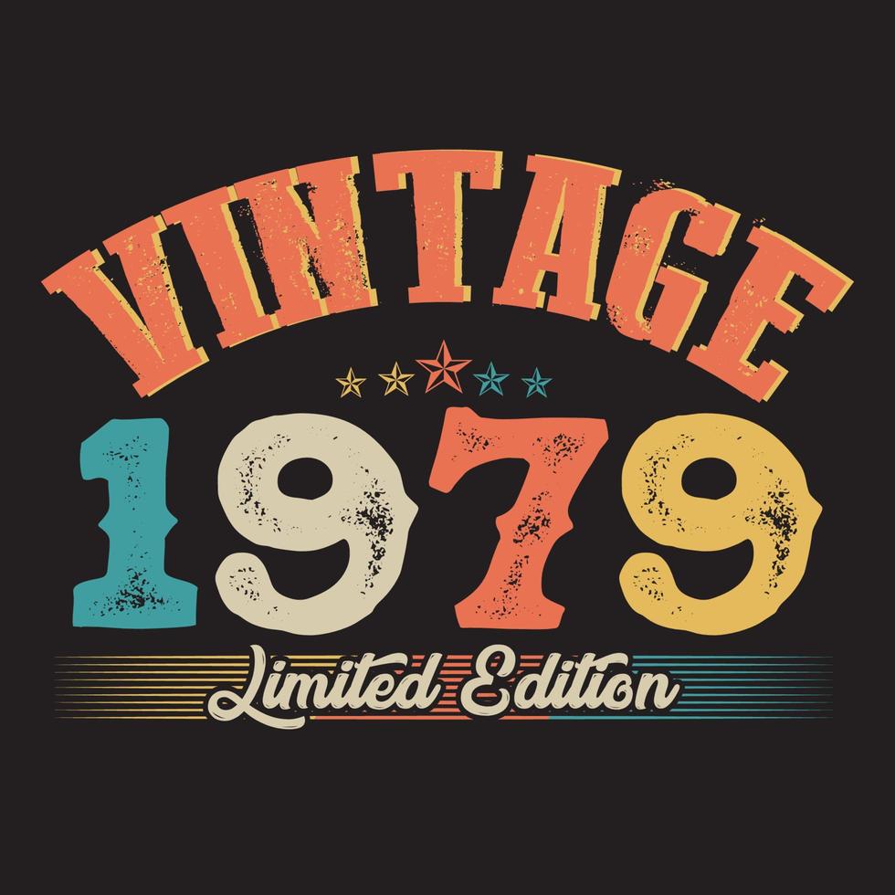 Diseño de camiseta retro vintage de 1979, vector, fondo negro vector