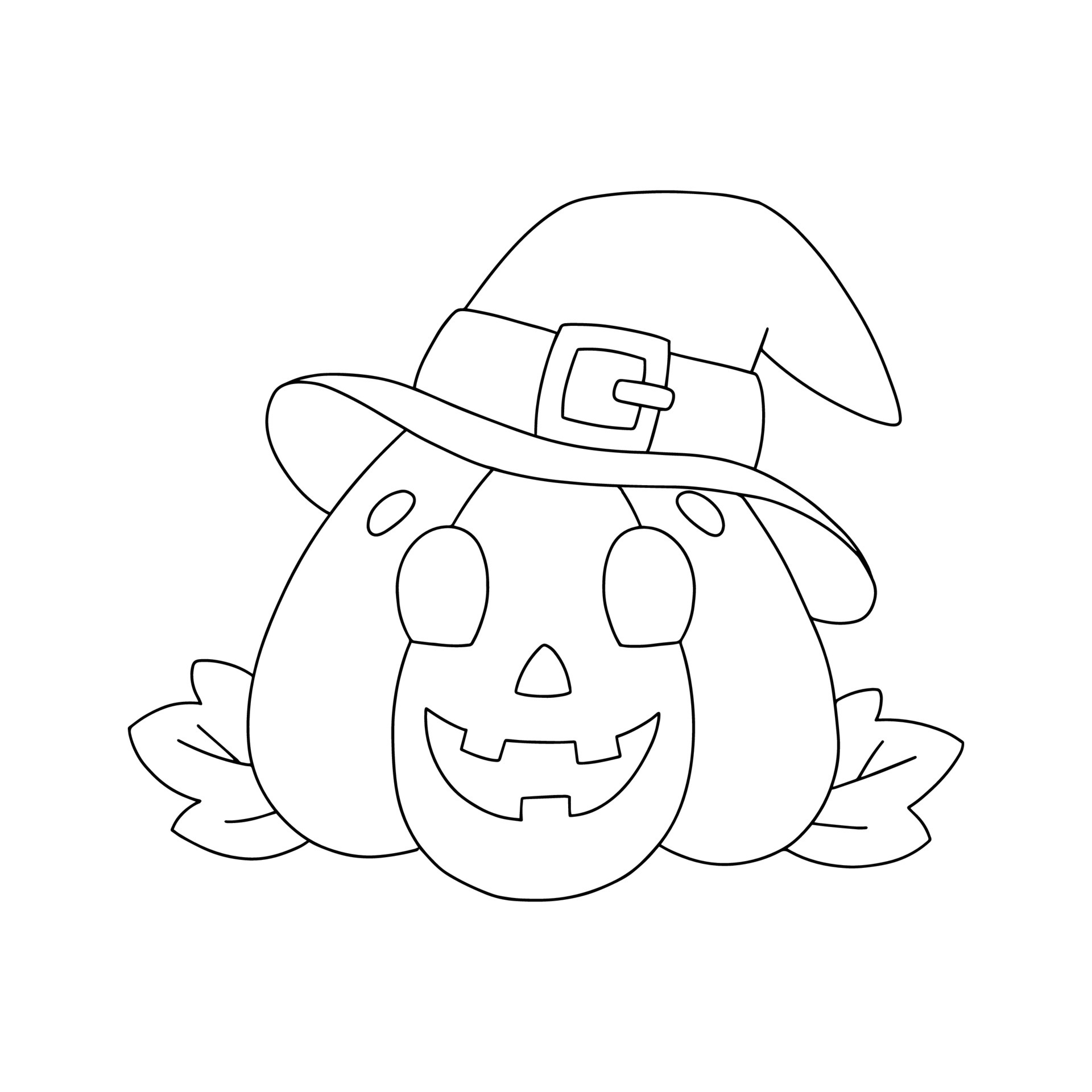 Cheerful pumpkin with a hat. Coloring book page for kids. Cartoon style ...