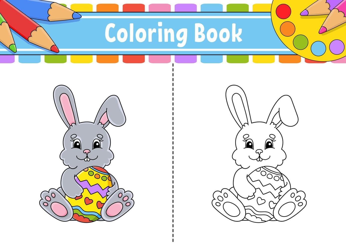 Coloring page for kids. cartoon character. Vector illustration. Easter theme. Black contour silhouette. Isolated on white background.